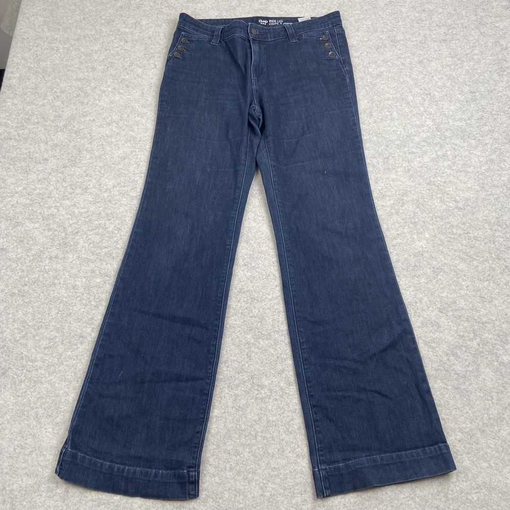 Gap 1969 Wide Leg Jeans Womens 8/29R (32x30) Blue Mid Rise Stretch Sailor Denim